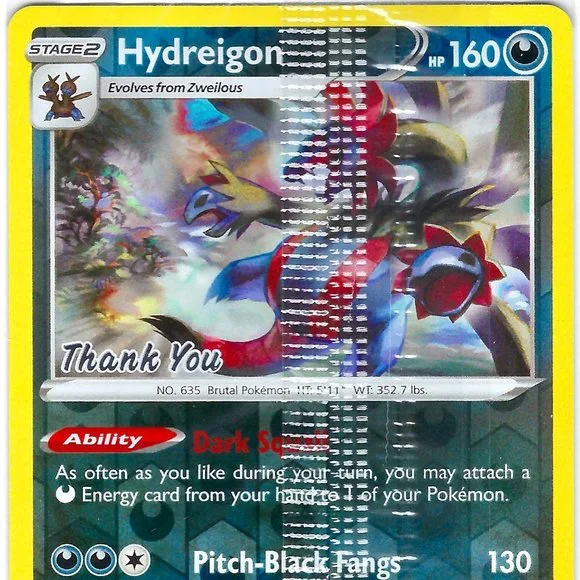 Hydreigon Reverse Holo 110 Rare Thank You' Promo Pokémon 2020 Sealed Mint - Picture 2 of 5